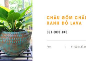 CHẬU GỐM CHẤM XANH ĐỎ LAVA